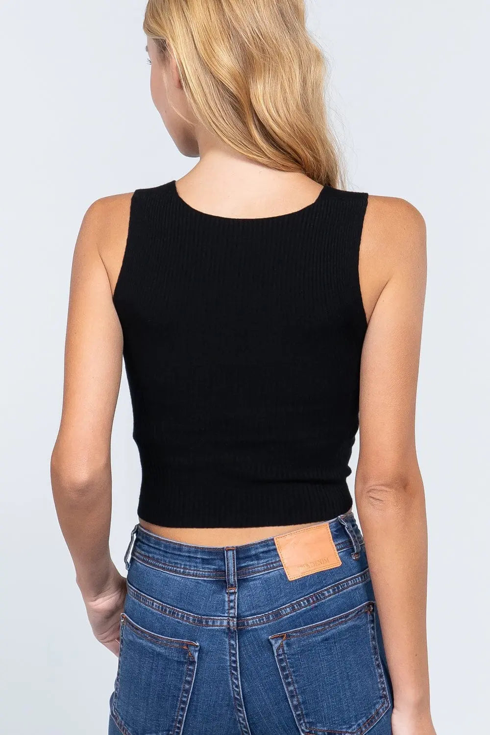Sleeveless V-neck Twist Knot Knit Top - Image #5