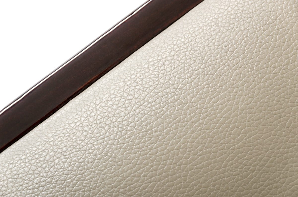 Two 47" Ebony Wood And Taupe Leatherette Dining Chairs