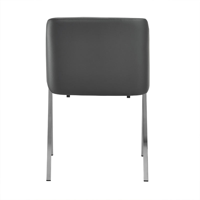 Two 29" Grey Leatherette And Steel Dining Chairs