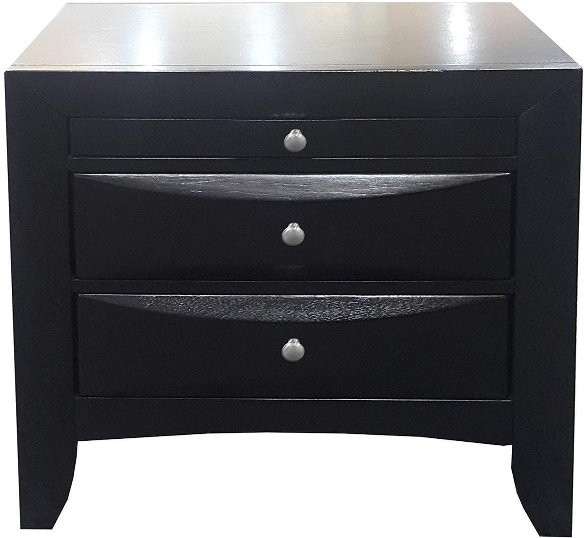 26" X 17" X 25" Black Modern Nightstand