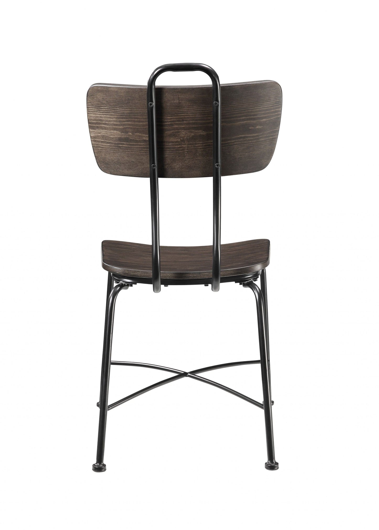 21" X 18" X 37" Walnut Wood And Black Metal Base Side Chair Set Of 2