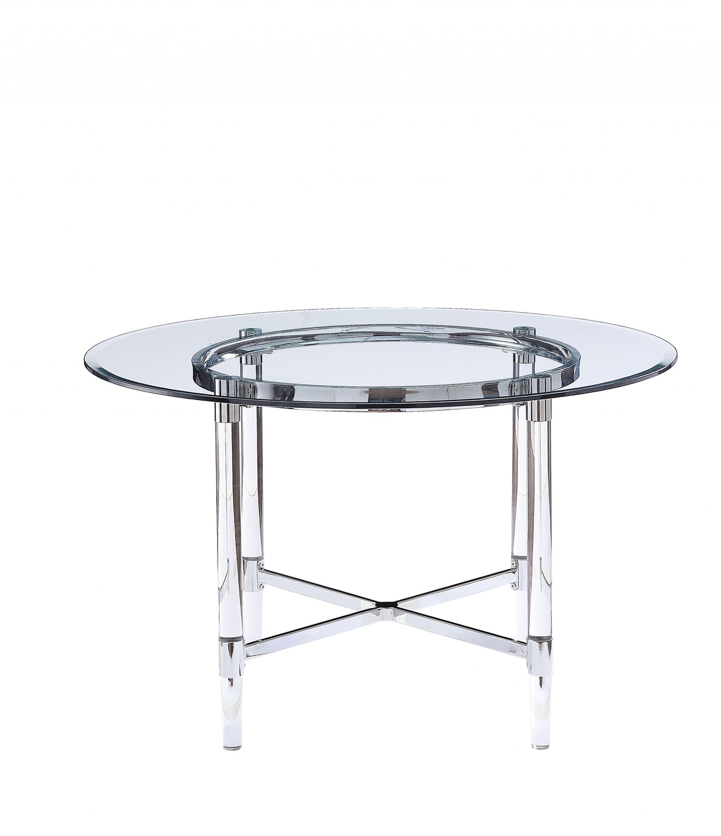 48" Striking Round Glass And Acrylic Dining Table