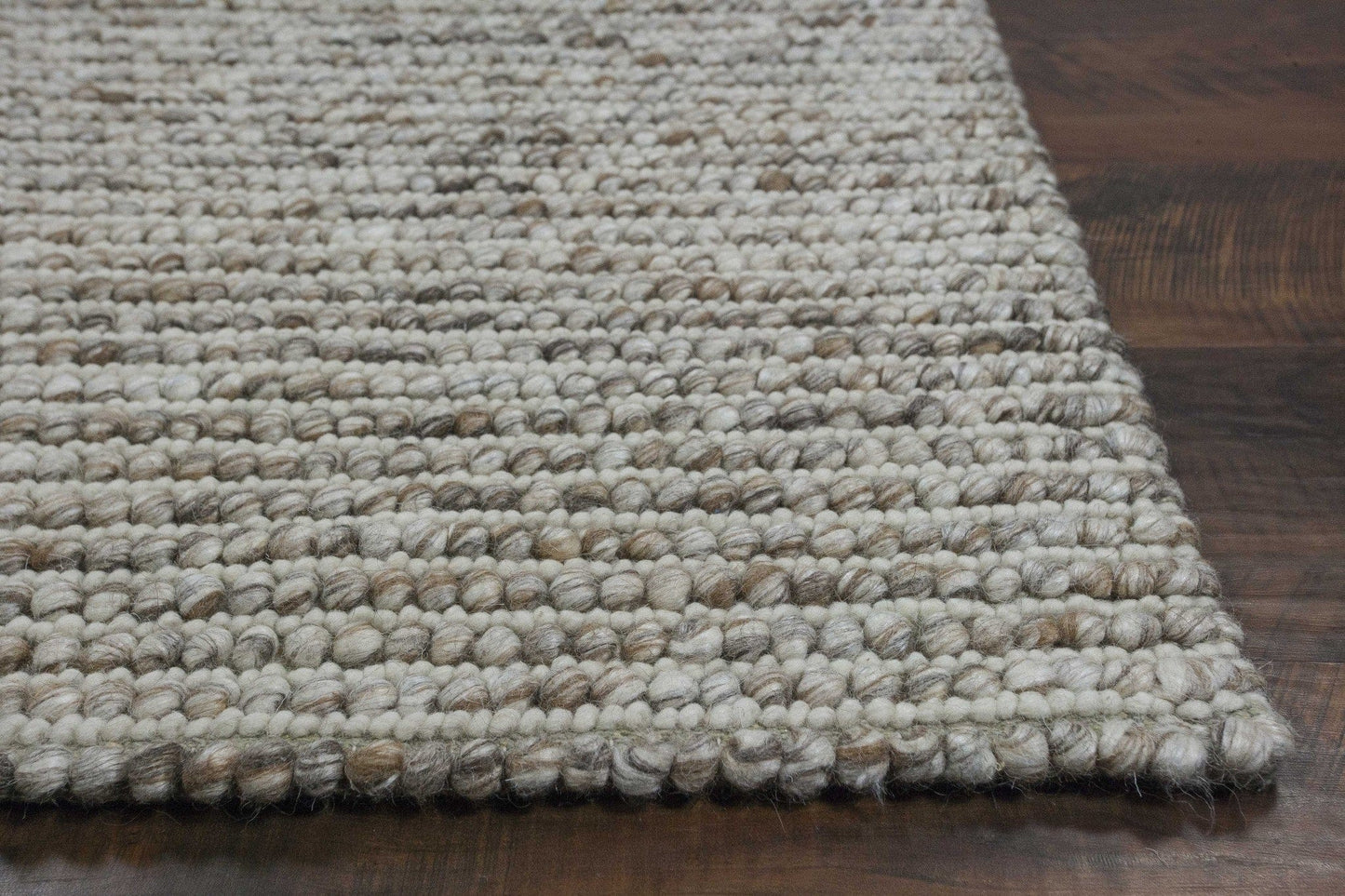 5' X 7' Natural Wool Boucle Berber Style Area Rug