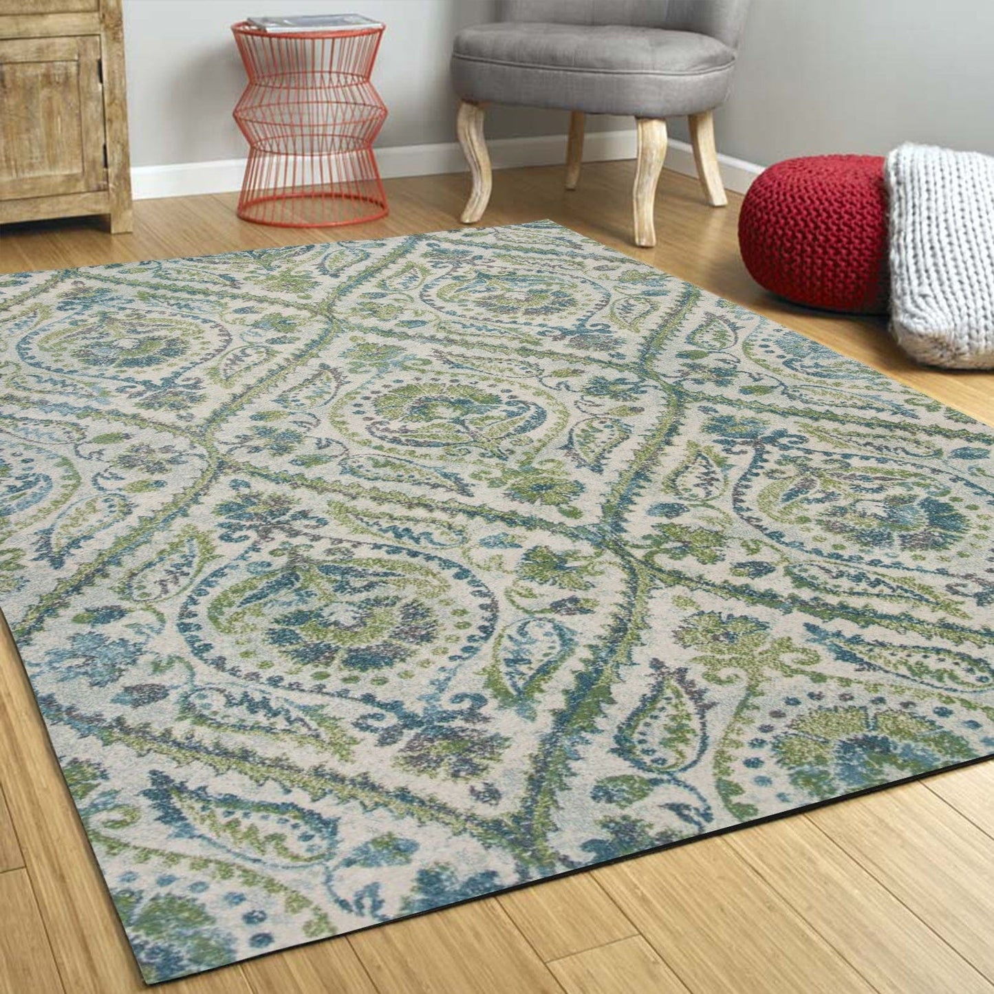 7' X 10' Polypropylene Ivory Or Teal Area Rug