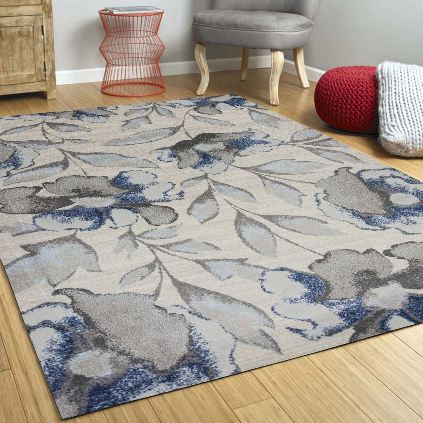 7' X 10' Polypropylene Grey Or Blue Area Rug