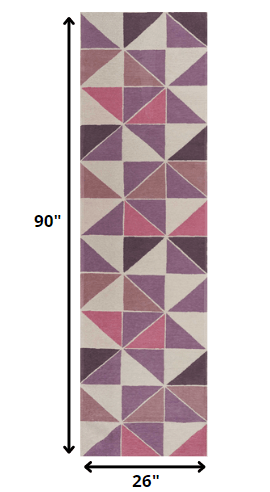 6'7 X 9'6 Polyester Ivory Pink Area Rug