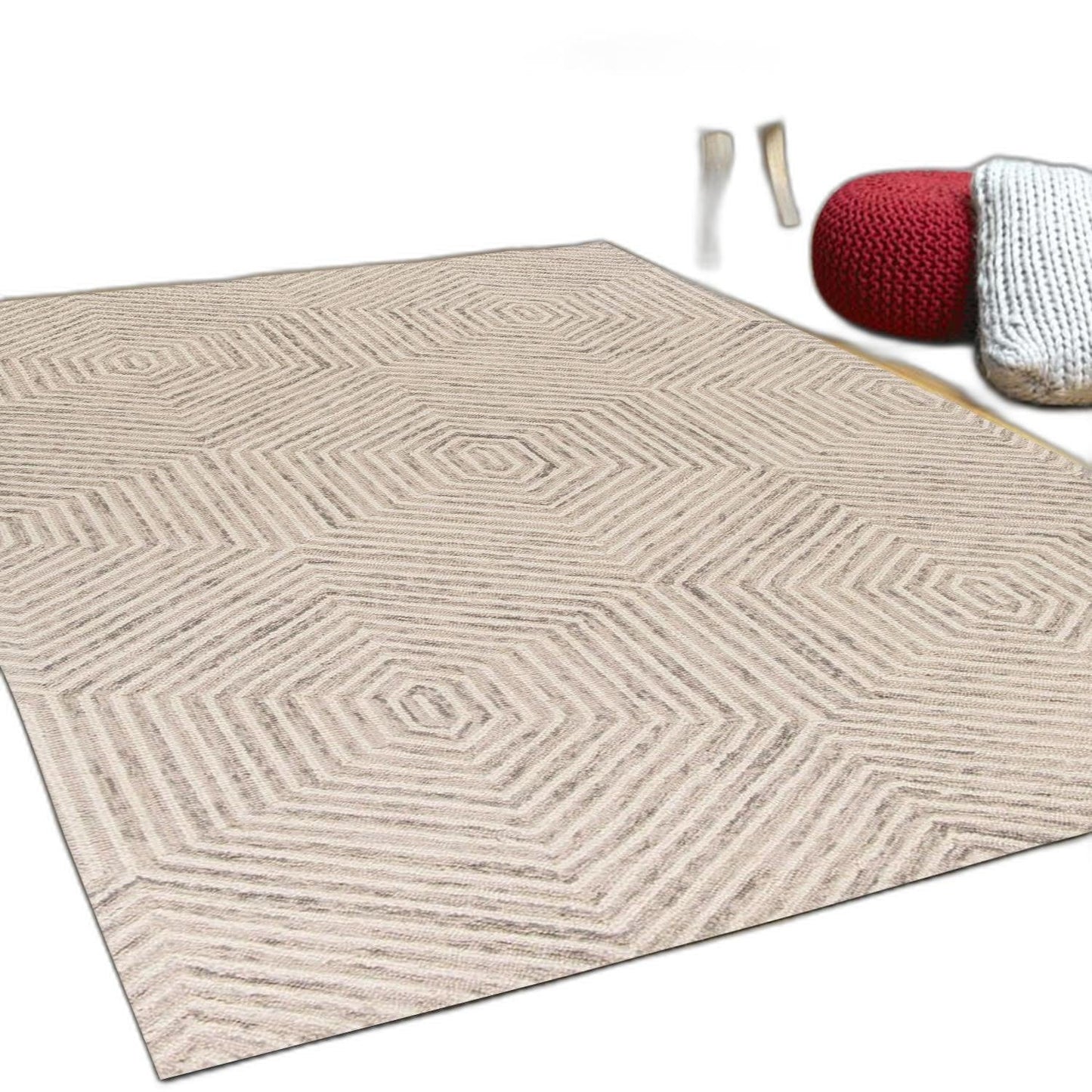 8' X 10' Wool Ivory Area Rug