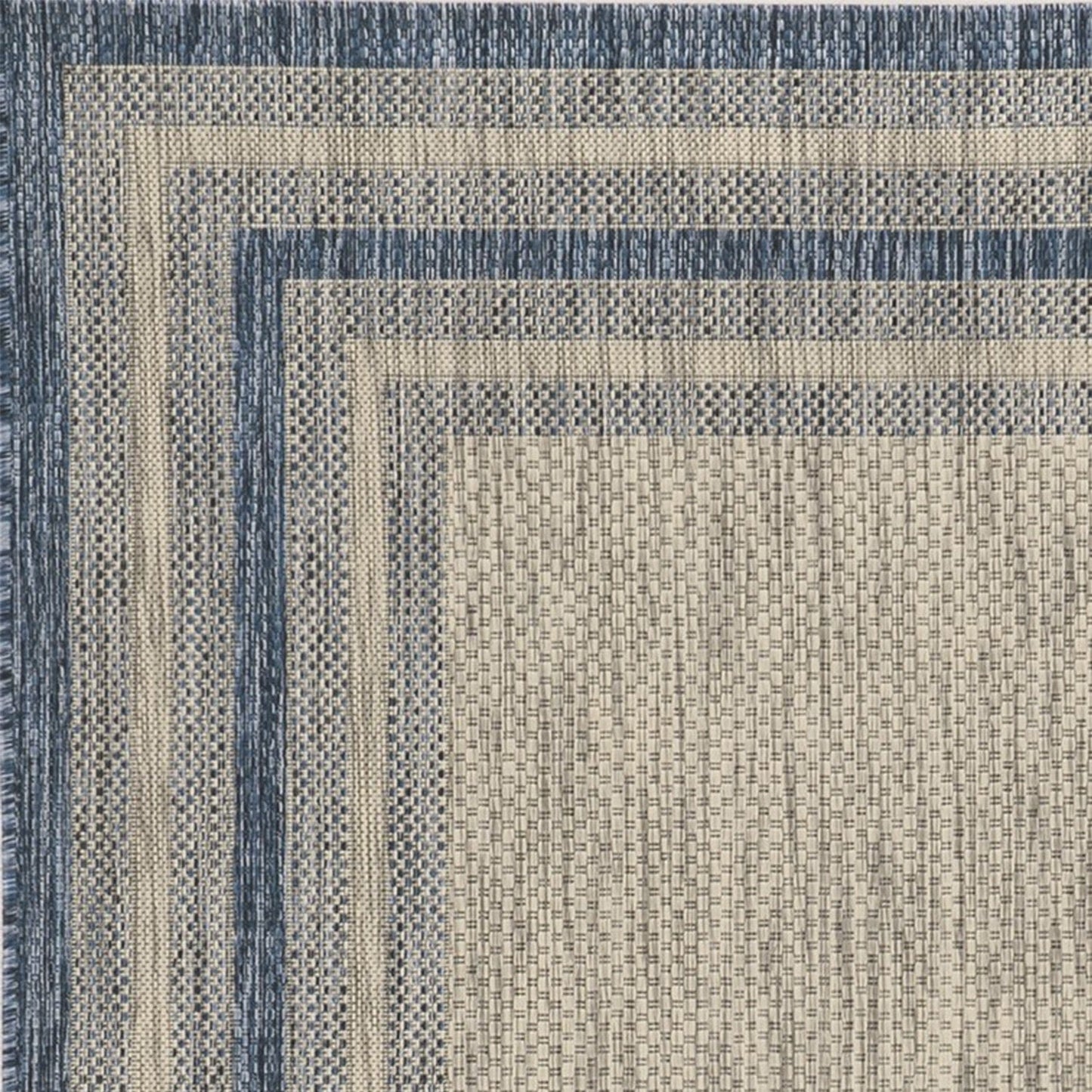 5' X 8' Grey Or Denim Bordered Uv Treated Area Rug
