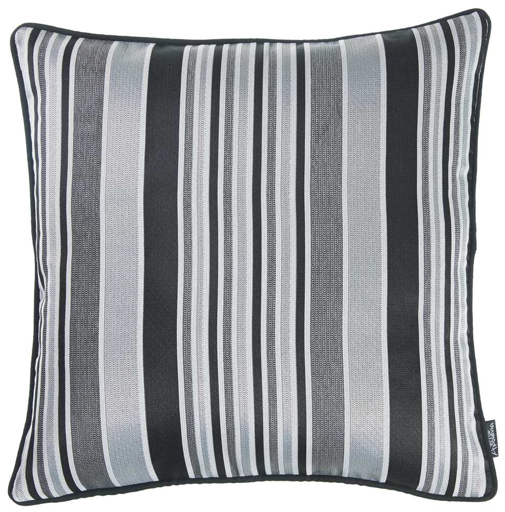 Gray And Black Variegated Stripe Decorative Throw Pillow Cover