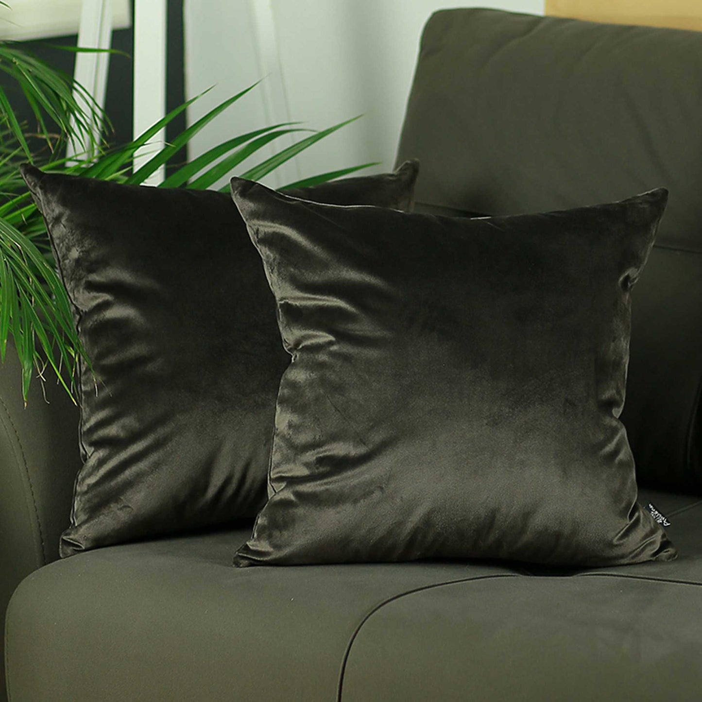 Set Of 2 Chocolate Brown Velvet Decorative Throw Pillow Covers