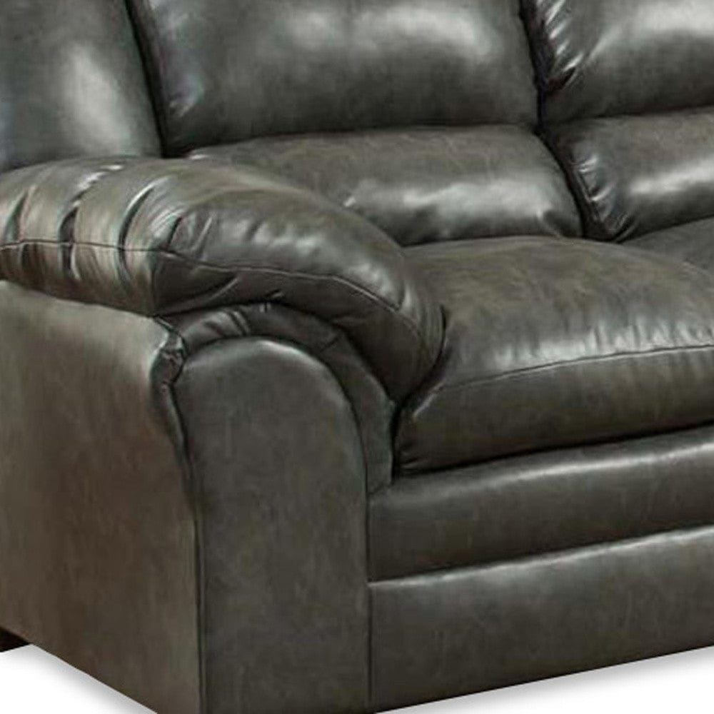 89" Charcoal Faux Leather Tufted Sofa