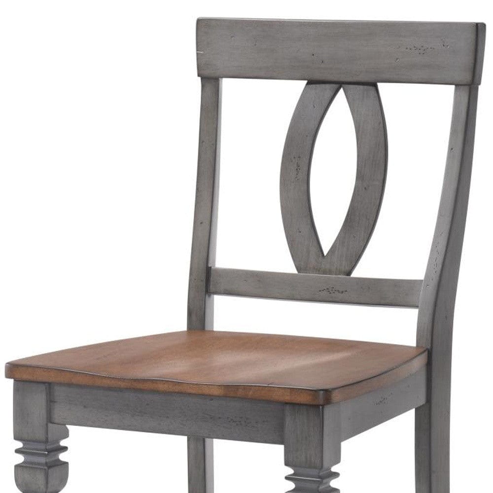 41" Storm Grey And Maple Counter Height Bar Chair