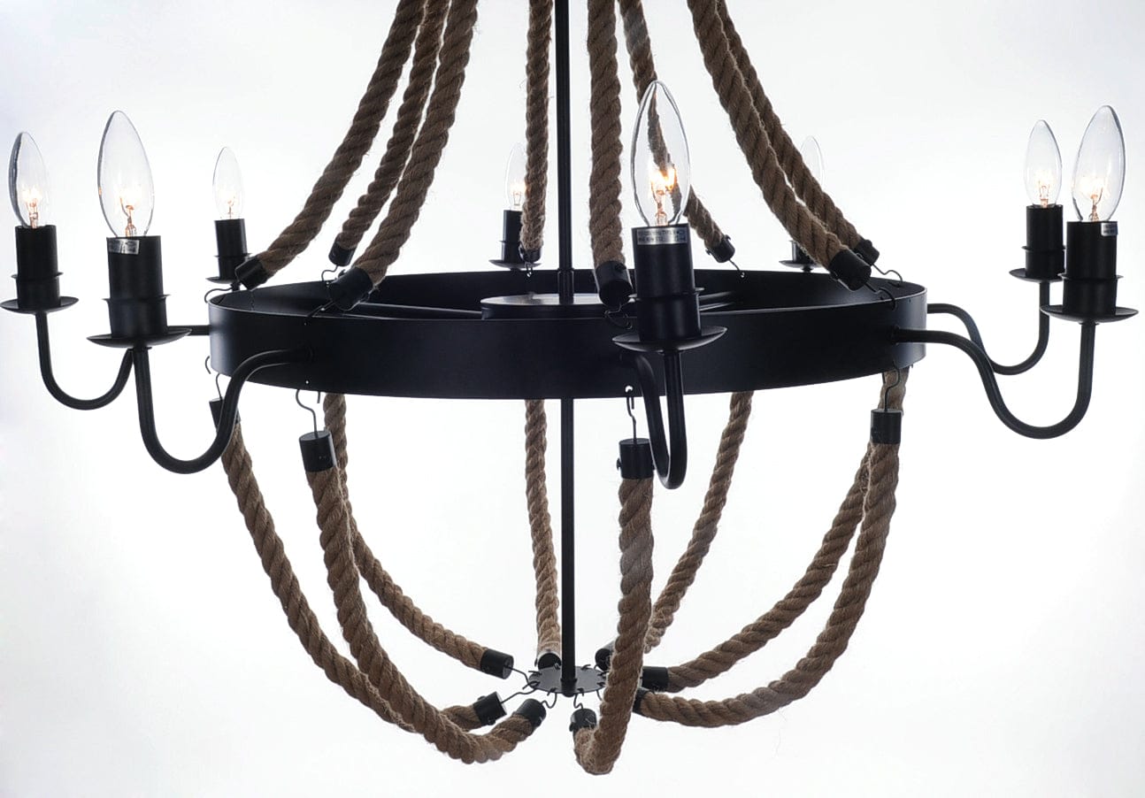 35.5" X 35.5" X 47" 8 Bulbs Large Rope Pendant Lamp