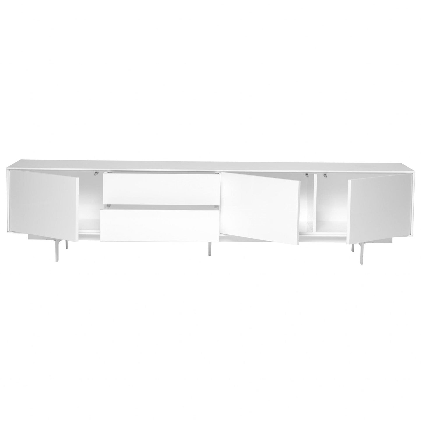 82" White Manufactured And Wood Cabinet Enclosed Storage Tv Stand