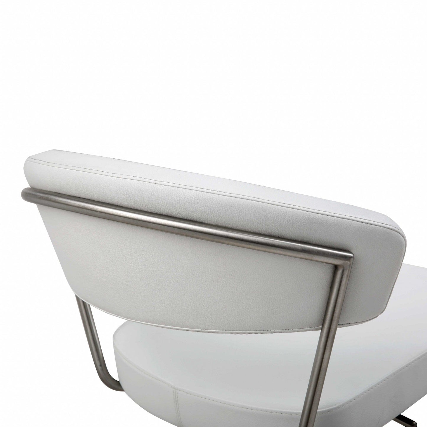 White Faux Leather And Stainless Adjustable Bar Stool