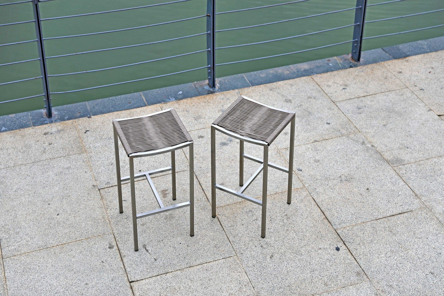 Set Of 4 Stainless Steel Square Bar Stool