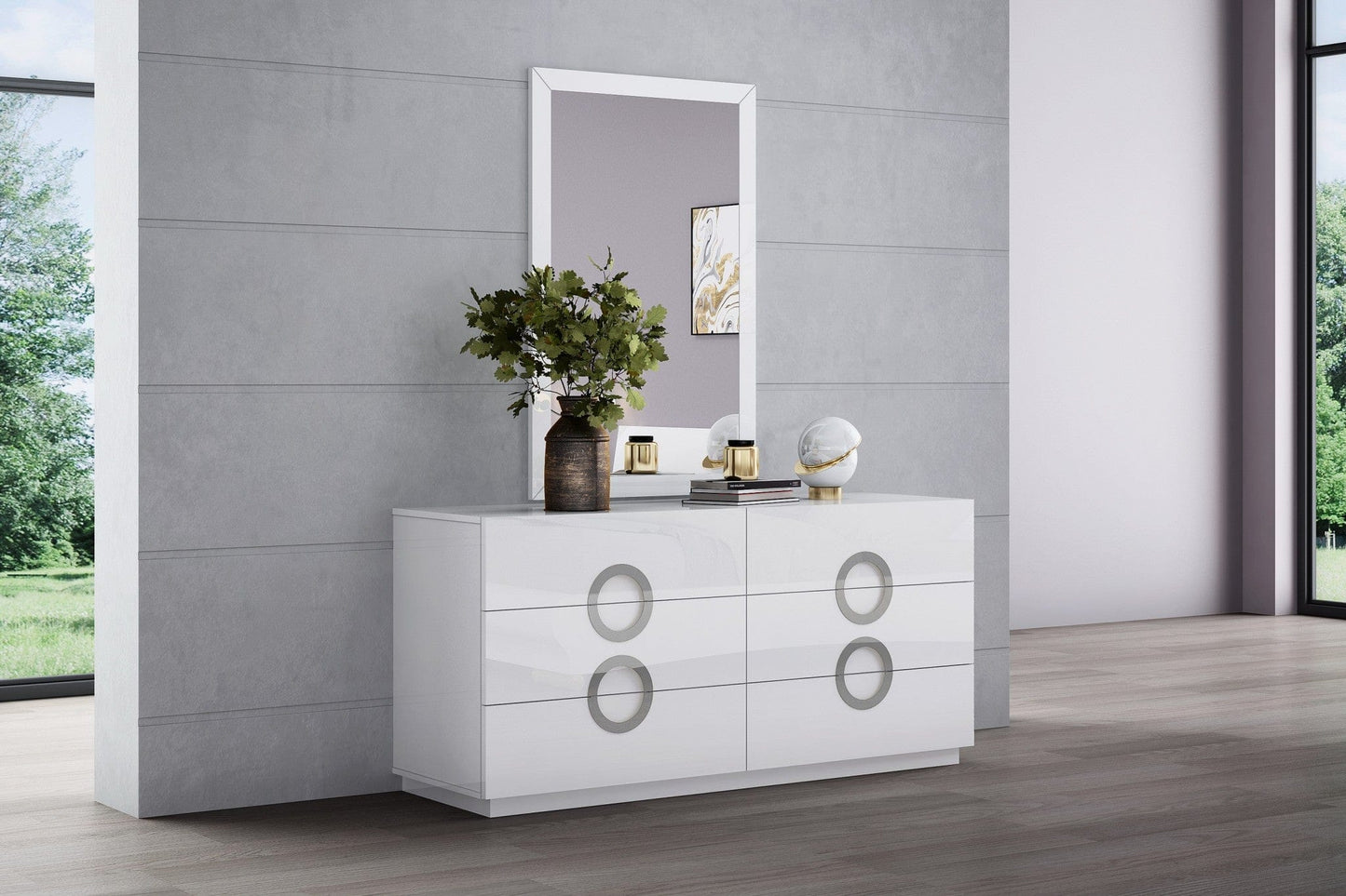 34 X 3 X 50 White Glass Mirror