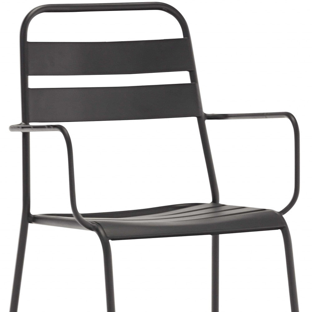 Set Of 4 Gray Stackable Aluminum Arm Chairs