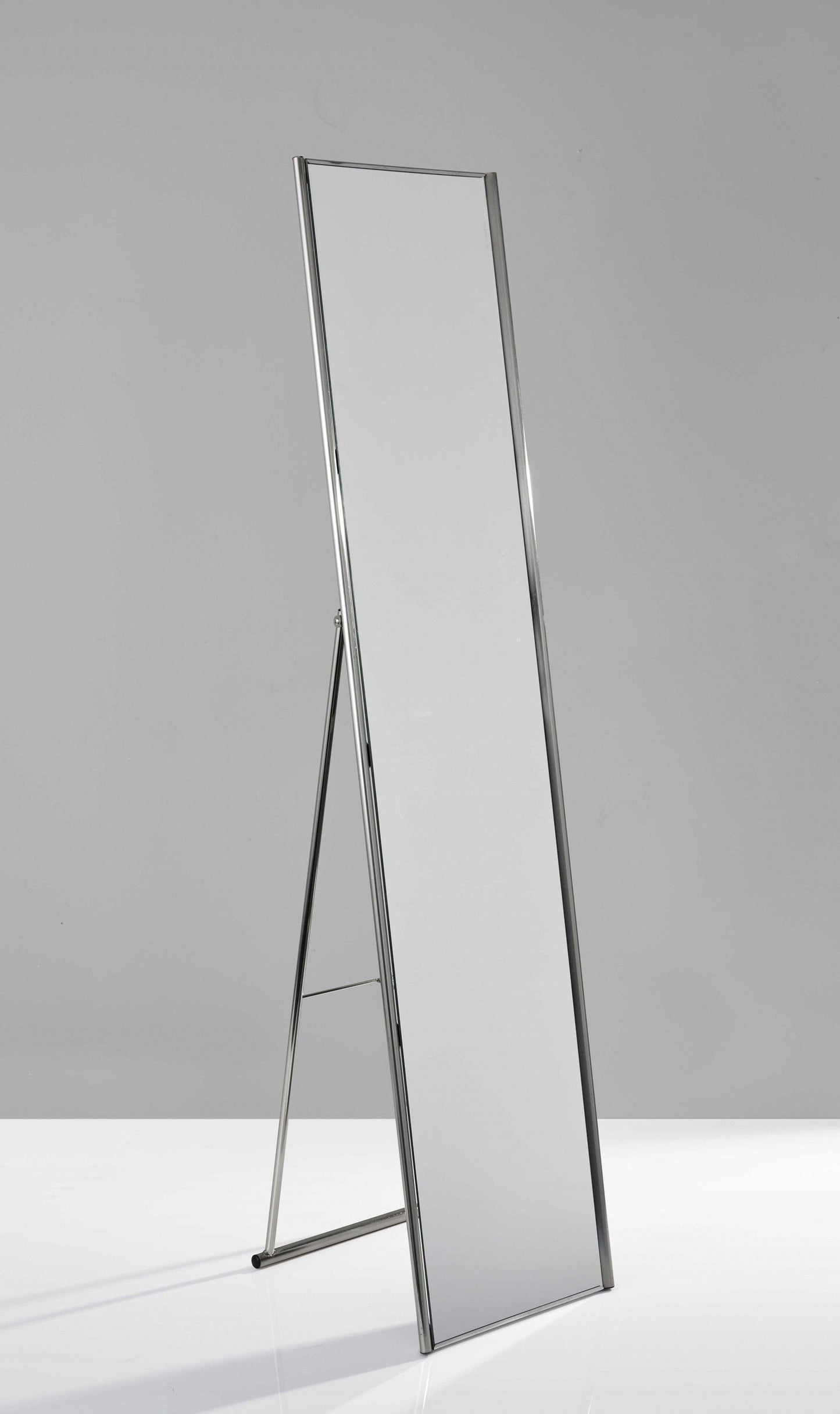 13.5" X 14.5" X 59" Brushed Steel Floor Mirror