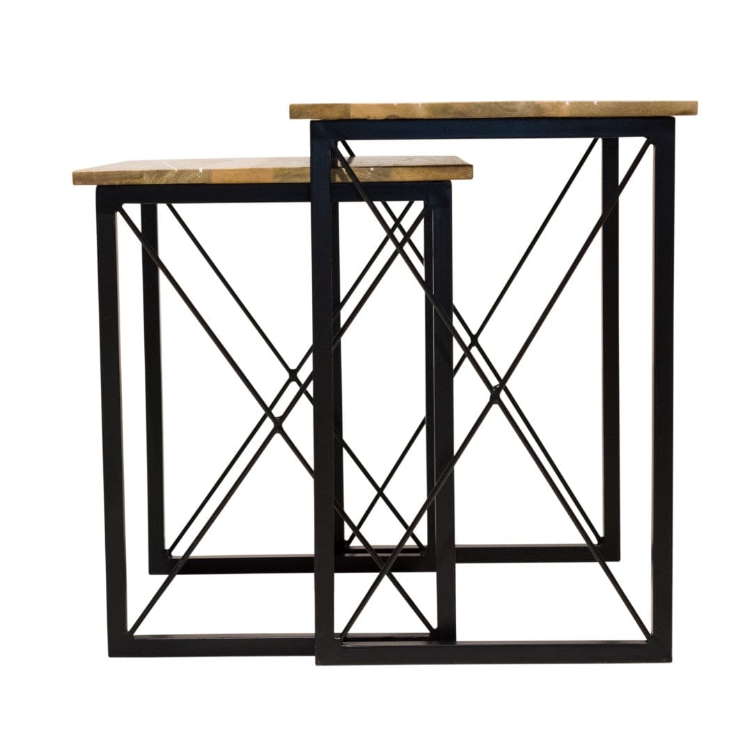 Updated Rustic Natural Geo Nesting End Tables Set Of 2