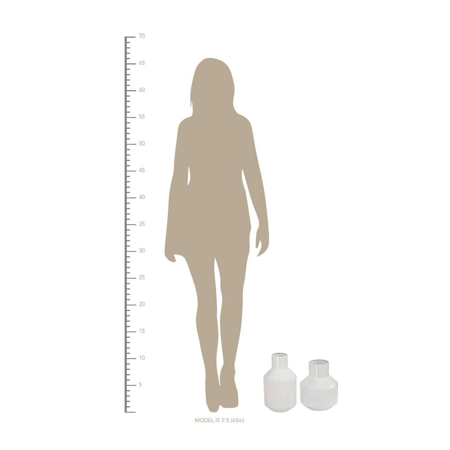 White Metal Mixed Set Of 2 Table Vases