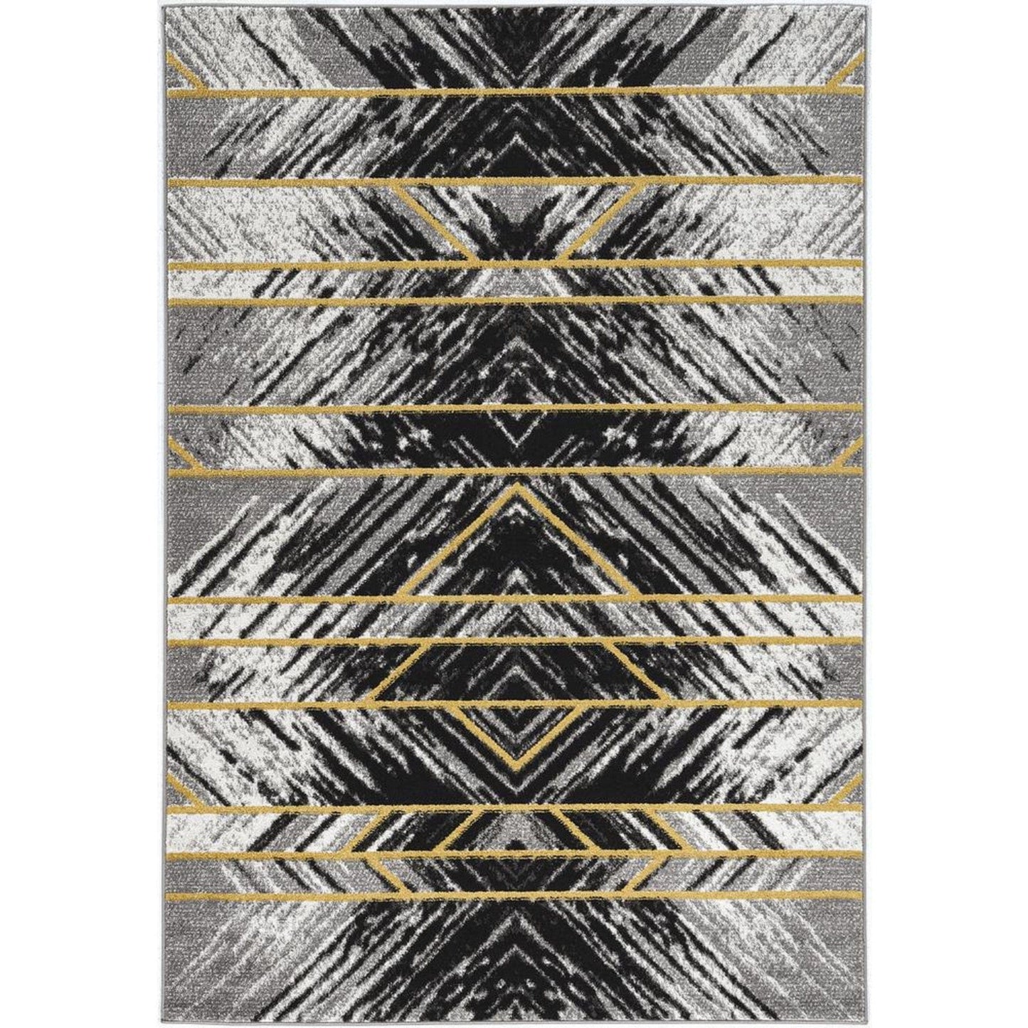 5'X8' Grey Machine Woven Geometrical Indoor Area Rug