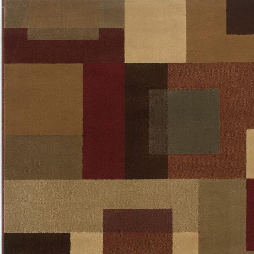 3'X4' Red And Tan Geometric Area Rug