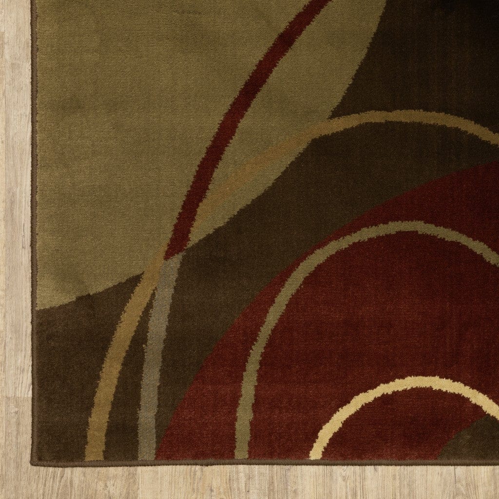 3'X4' Brown And Red Abstract Area Rug