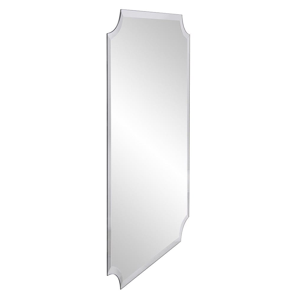 Minimalist Rectangle Mirror With Beveled Edge And Scalloped Corners