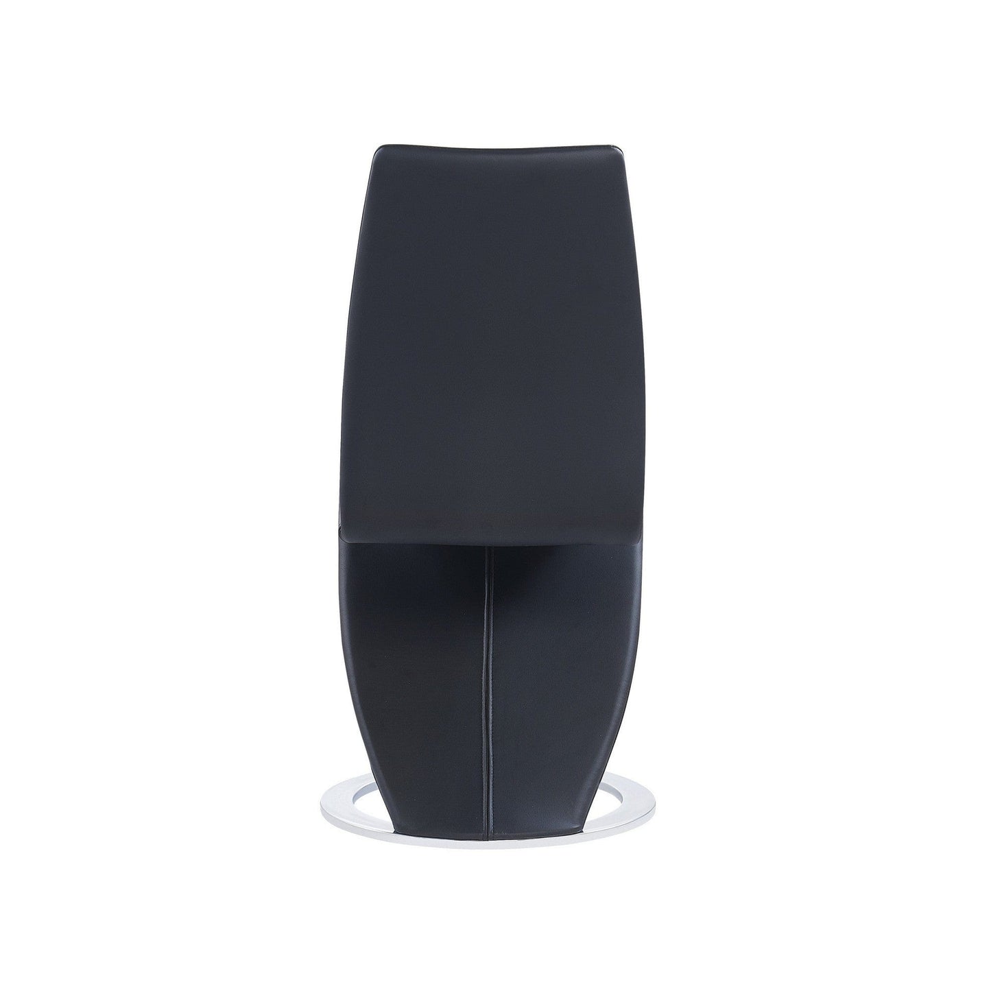 Set Of 2 Black Z Shape Design Dining Chairs With Horse Shoe Shape Base