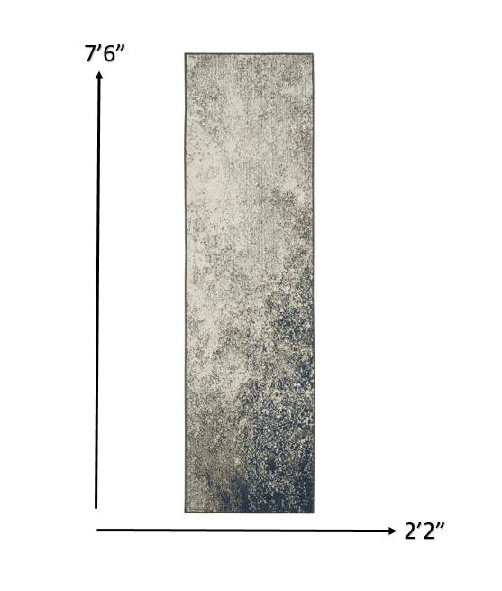2’ X 6’ Charcoal And Ivory Abstract Runner Rug