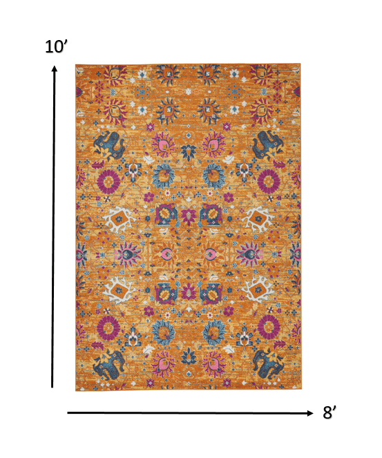 2’ X 3’ Sun Gold And Navy Distressed Scatter Rug