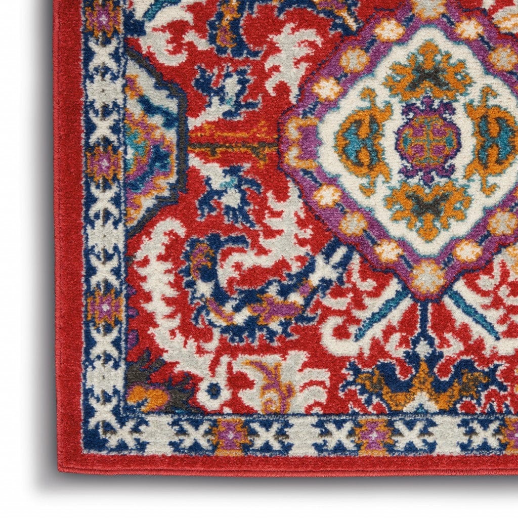 4’ X 6’ Red And Multicolor Decorative Area Rug