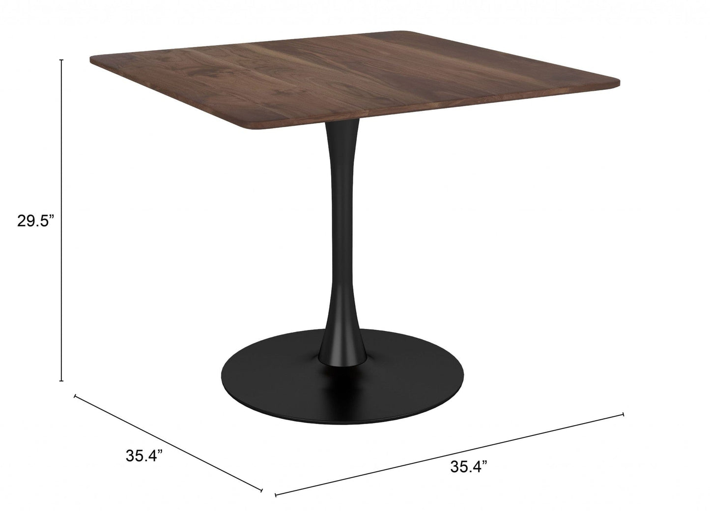 Square Brown and Black Pedestal Dining Table