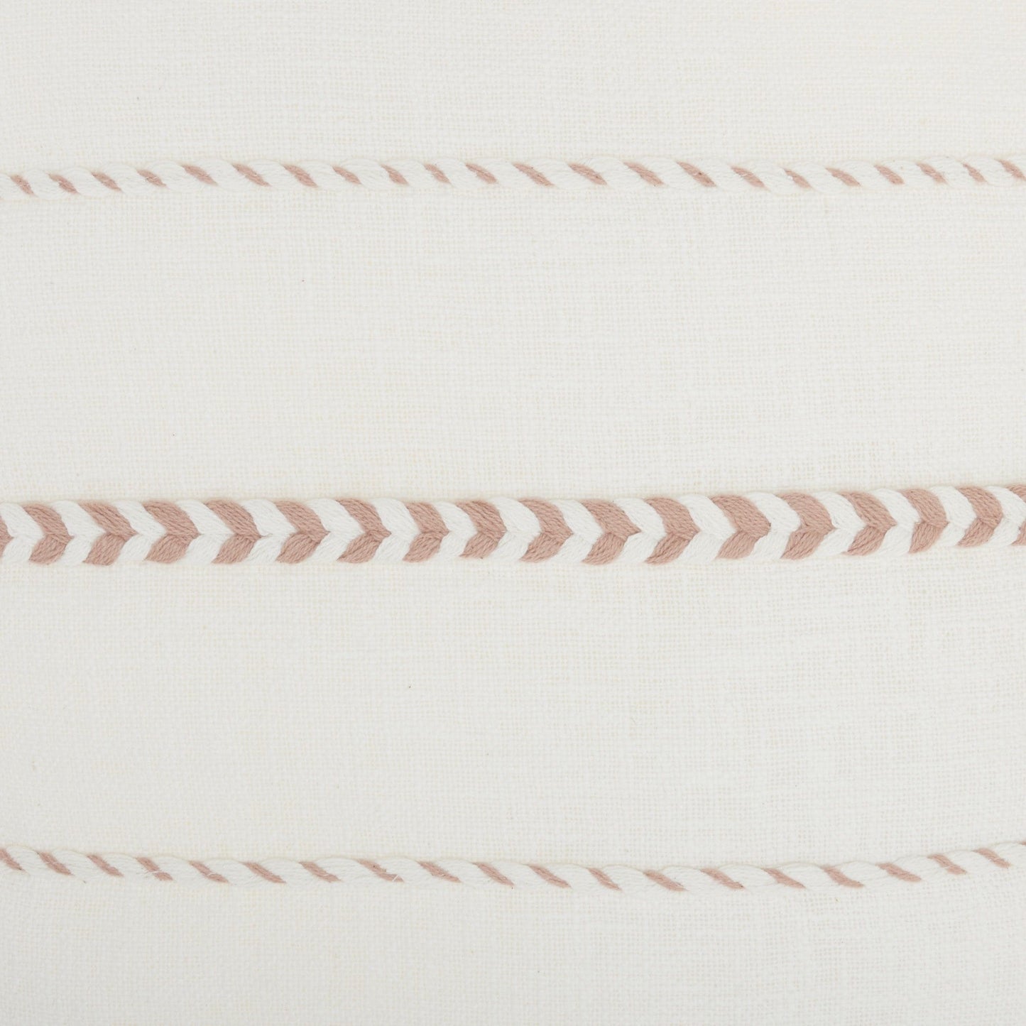 Bohemian White Cotton Accent Pillow With Blush Tassel Details