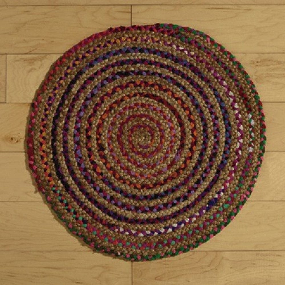 2' X 3' Rainbow Colors Jute Rag Braided Scatter Rug