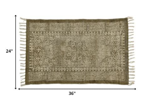 8’ Putty Distressed Medallion Runner Rug