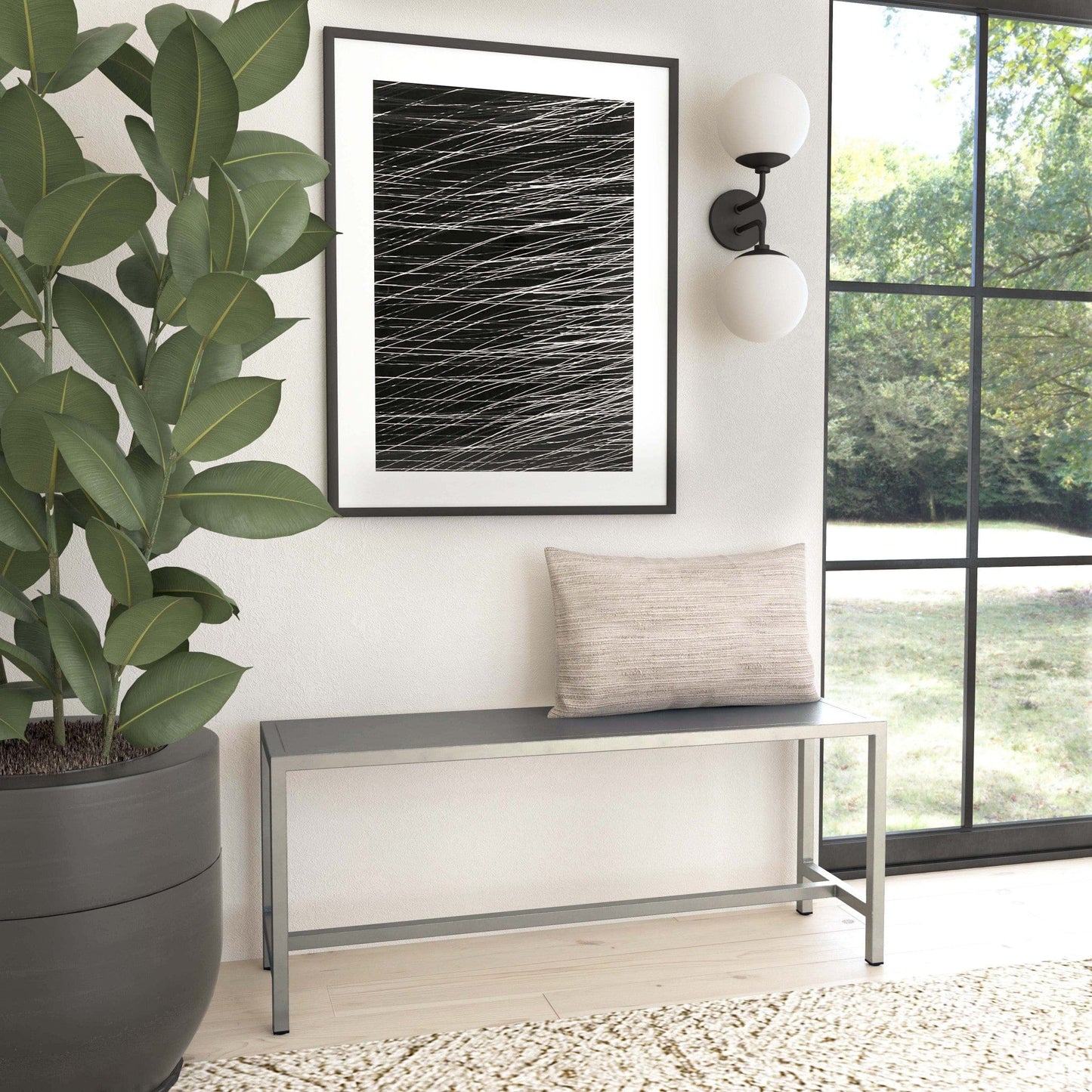 Sleek Modern Brushed Nickel Bench