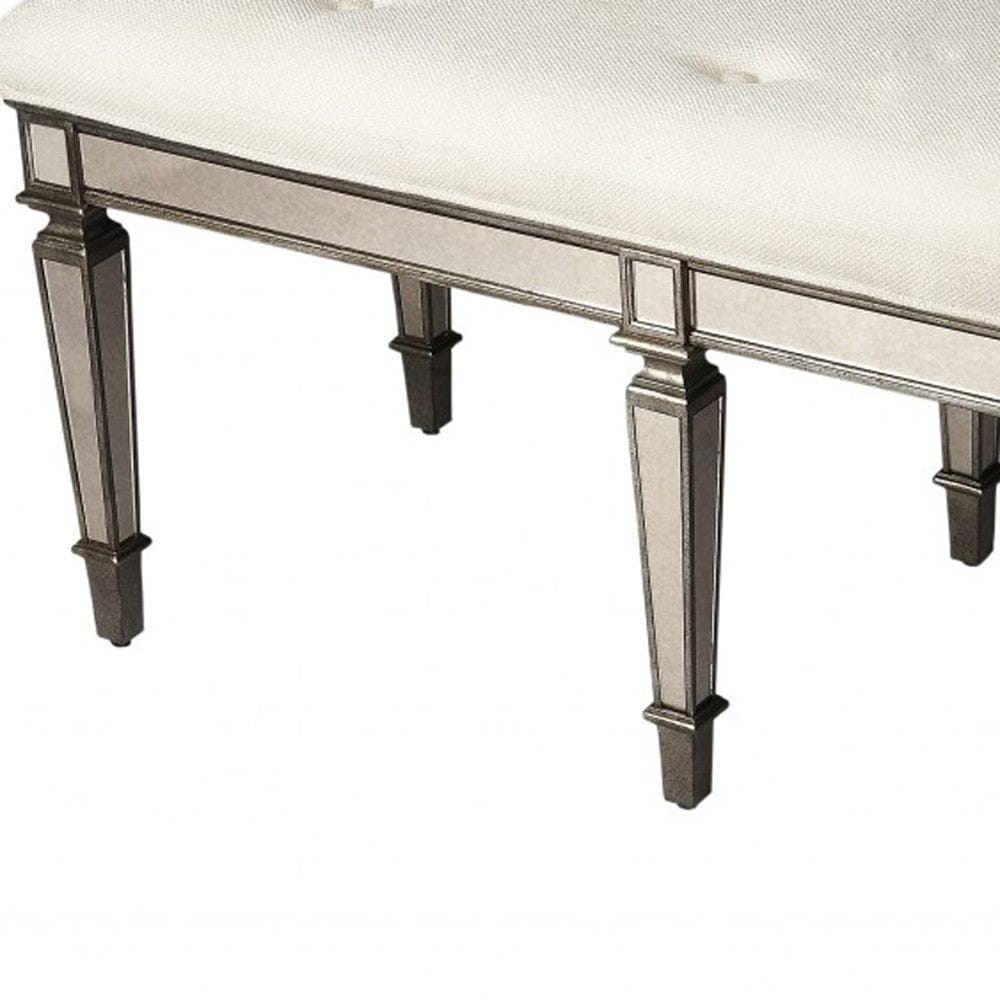 Silver Mirrored Bench