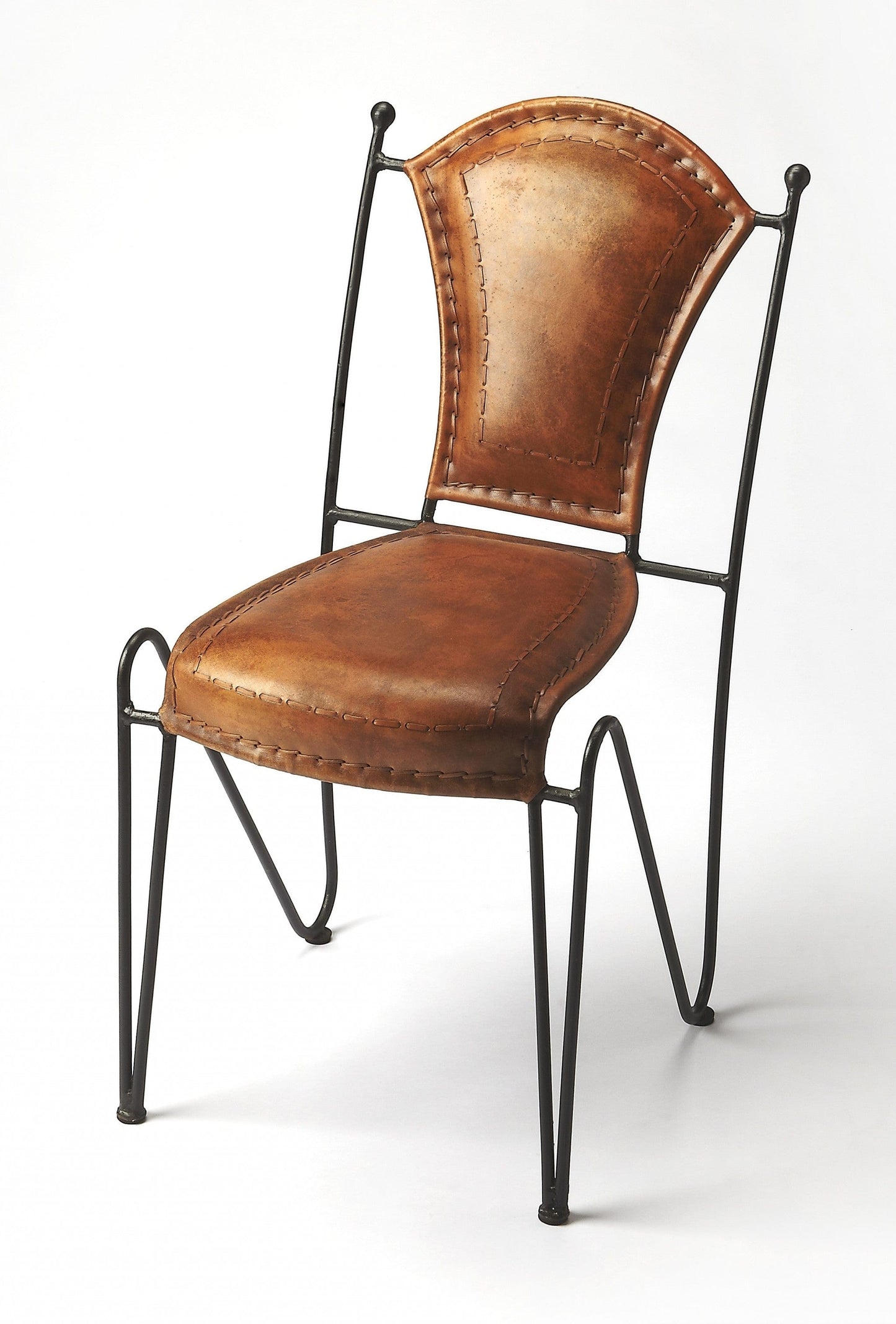 Modern Rustic Iron And Leather Side Chair
