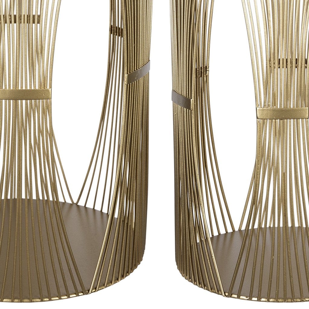 Set Of Two Gold Metal Candle Holders