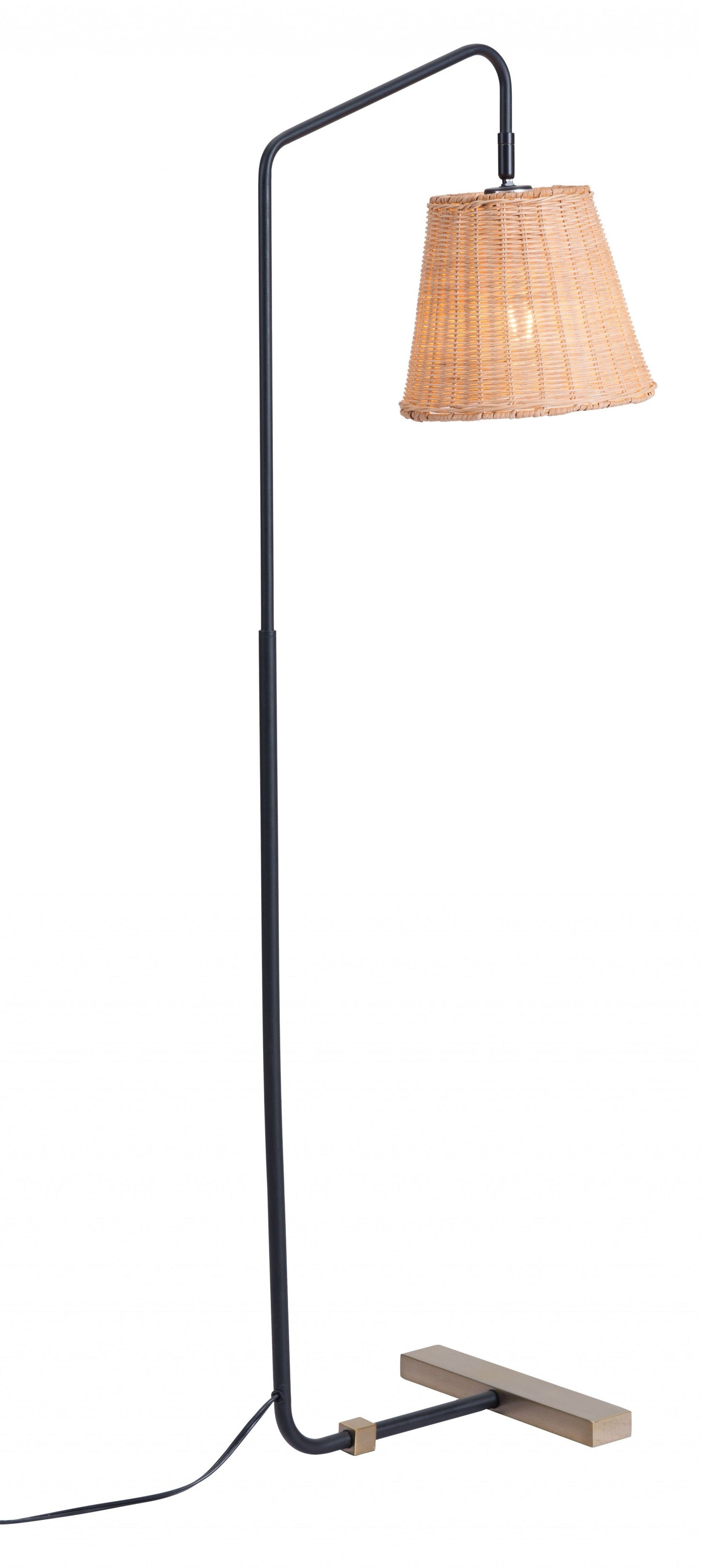 Natural Black and Woven Floor Lamp