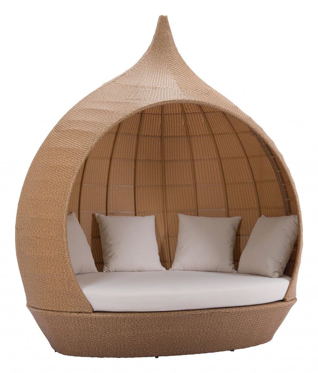 Teardrop Shaped Beige and Natural Daybed
