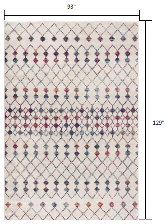 2’ X 4’ White Modern Geometric Grid Area Rug