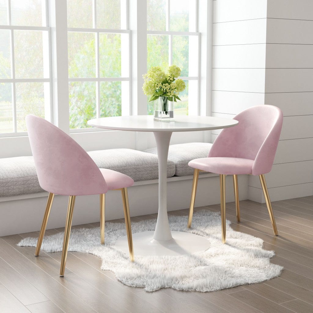 Set of Two Pale Pink and Gold Modern Pringle Dining Chairs