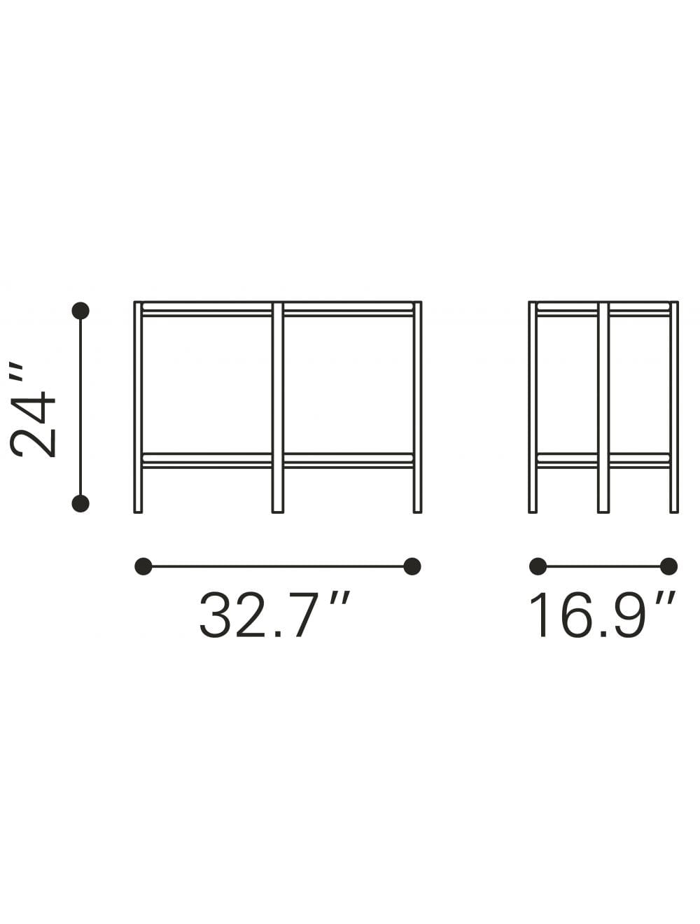 33" Black And Gold Two Level Rectangular Coffee Table