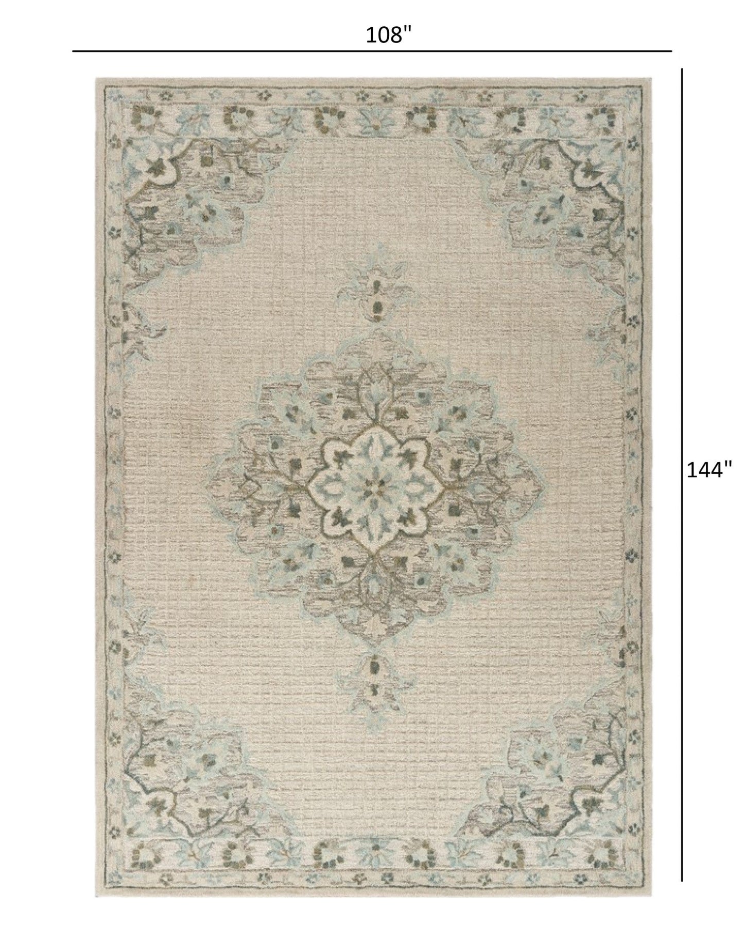 5’ x 8’ Ivory Distressed Floral Area Rug