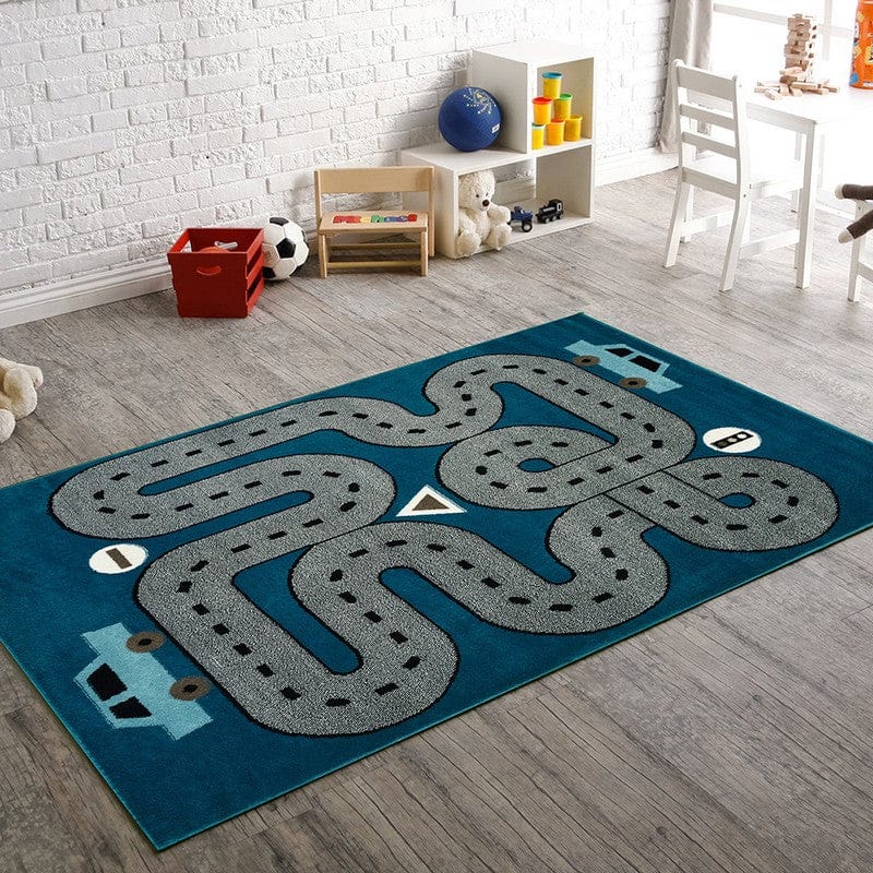 4’ x 6’ Navy Imaginative Racetrack Area Rug