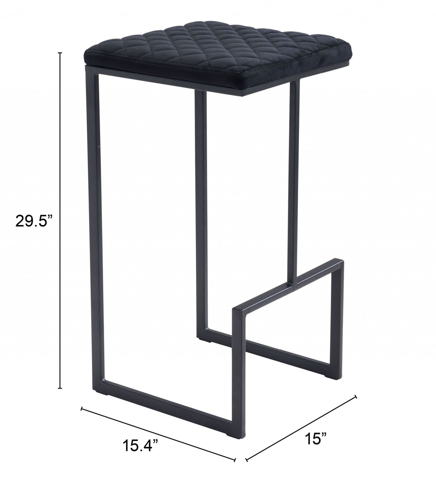 Black Modern Geo Waffle Seat Backless Barstool