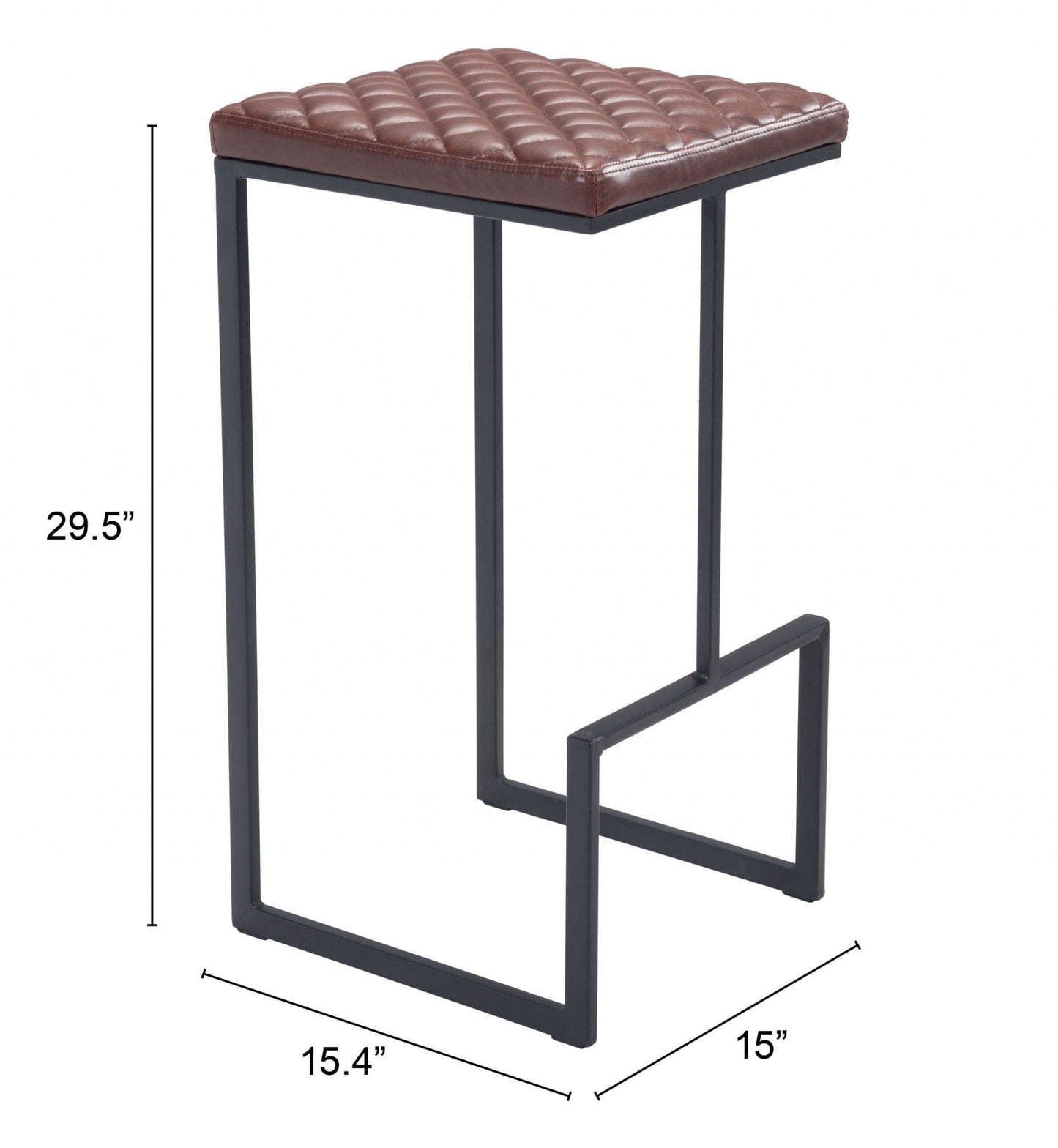 Brown Modern Geo Waffle Seat Backless Barstool